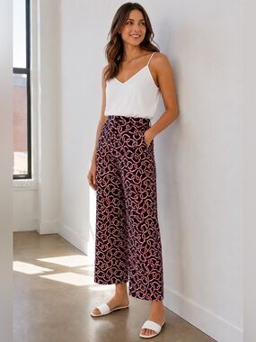 MAEVE by Anthropologie Colette pants in red, white and blue Chain Print